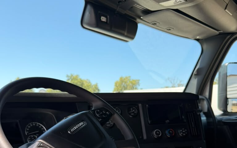 Driver cab interior in a Shaheen Transport Freightliner